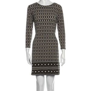 Michael Kors Elegant Black, olive green and taupe Patterned Dress size 4P